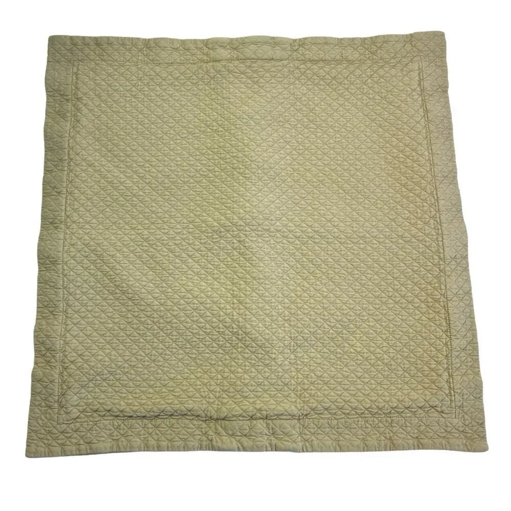 Restoration Hardware 1 Diamond Quilted Euro Pillow Sham Cover Cotton Tan